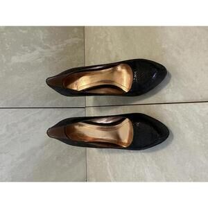 BCBGeneration classic black snake-embossed platform stiletto pumps Size 5.5